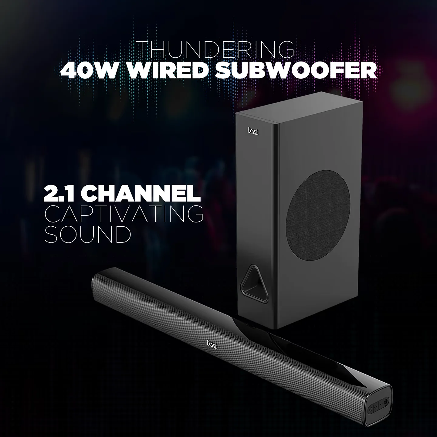 boAt Aavante Bar 1250 | 80W Soundbar with 2.1 Channel Surround Sound, 40W Subwoofer, Master Remote Control, BT, Aux - Image 3