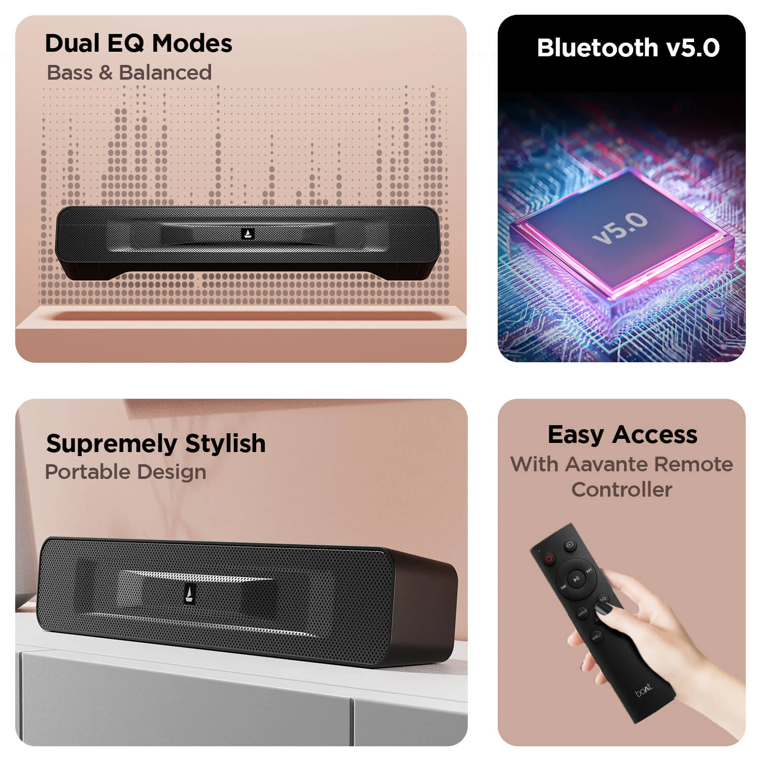boAt Aavante 503 | Bluetooth Soundbar with 10W RMS Sound, Dual EQ Modes, Built In Mic, Stylish & Portable Design - Image 5