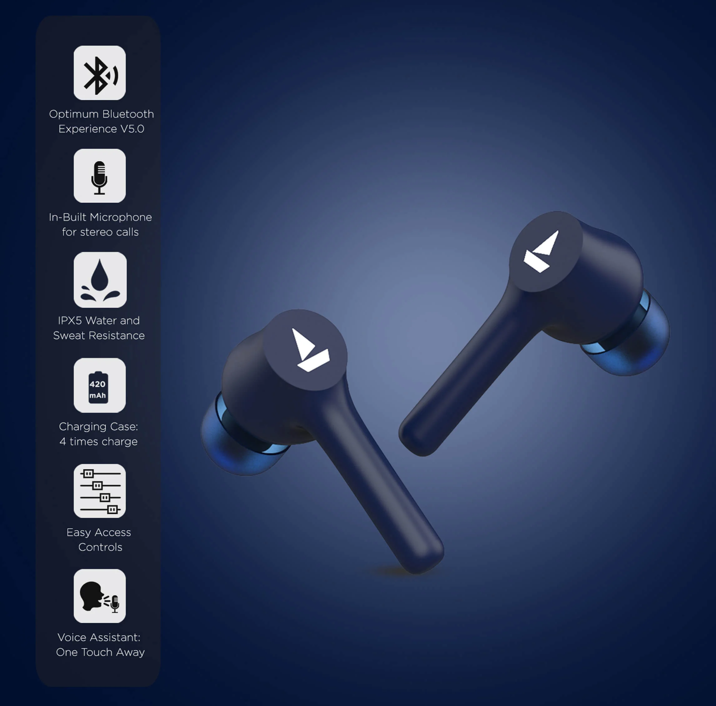 boAt Airdopes 281 | TWS Wireless Earbuds with 6mm Drivers, Bluetooth V5.0, 14 Hours Nonstop Music, 420mAh Charging Case - Image 8