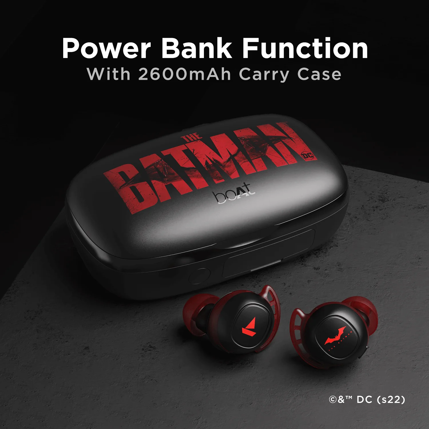 boAt Airdopes 441 Pro Special Batman Edition | Wireless Earbuds with 2600 mAh Carry Case, 6mm Drivers, Upto 20 Hours nonstop Music, IPX7 Sweat & Water Resistance - Image 4