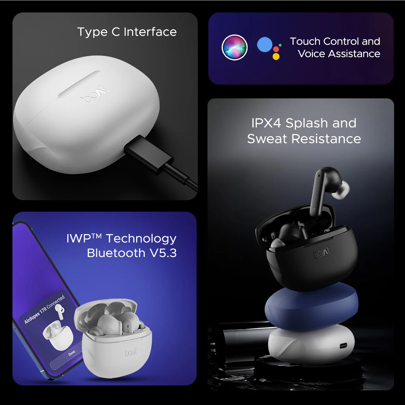 boAt Airdopes 170 | Wireless Bluetooth Earbuds with 13mm Drivers, Upto 50 Hours of battery life, BEAST™ Mode, Quad Mics with ENx™ Technology - Image 15