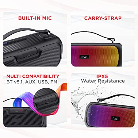 boAt Stone Symphony | 20W Portable Bluetooth Speaker, LED Lights, IPX5 Water Resistance, Bluetooth v5.1, TWS Feature - Image 2
