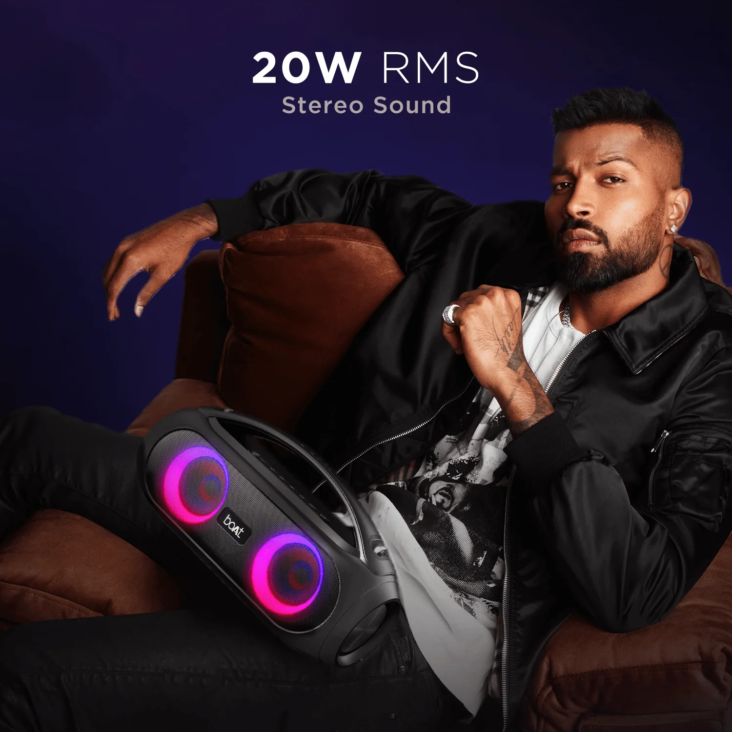 Party Pal 53 | Wireless Bluetooth Speaker with 20W RMS Stereo Sound, RGB LEDs, 4.5 Hrs Playback, USB, FM, AUX, BT - Image 2