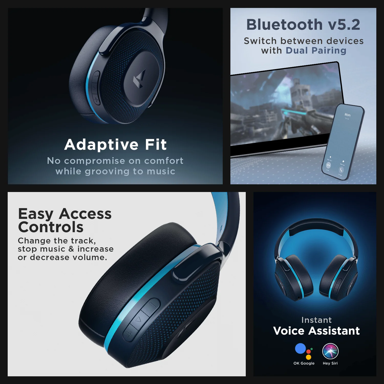 boAt Rockerz 425 | Wireless Bluetooth Headphone with 25 Hours Playback, ASAP Charge, 40mm Drivers - Image 4