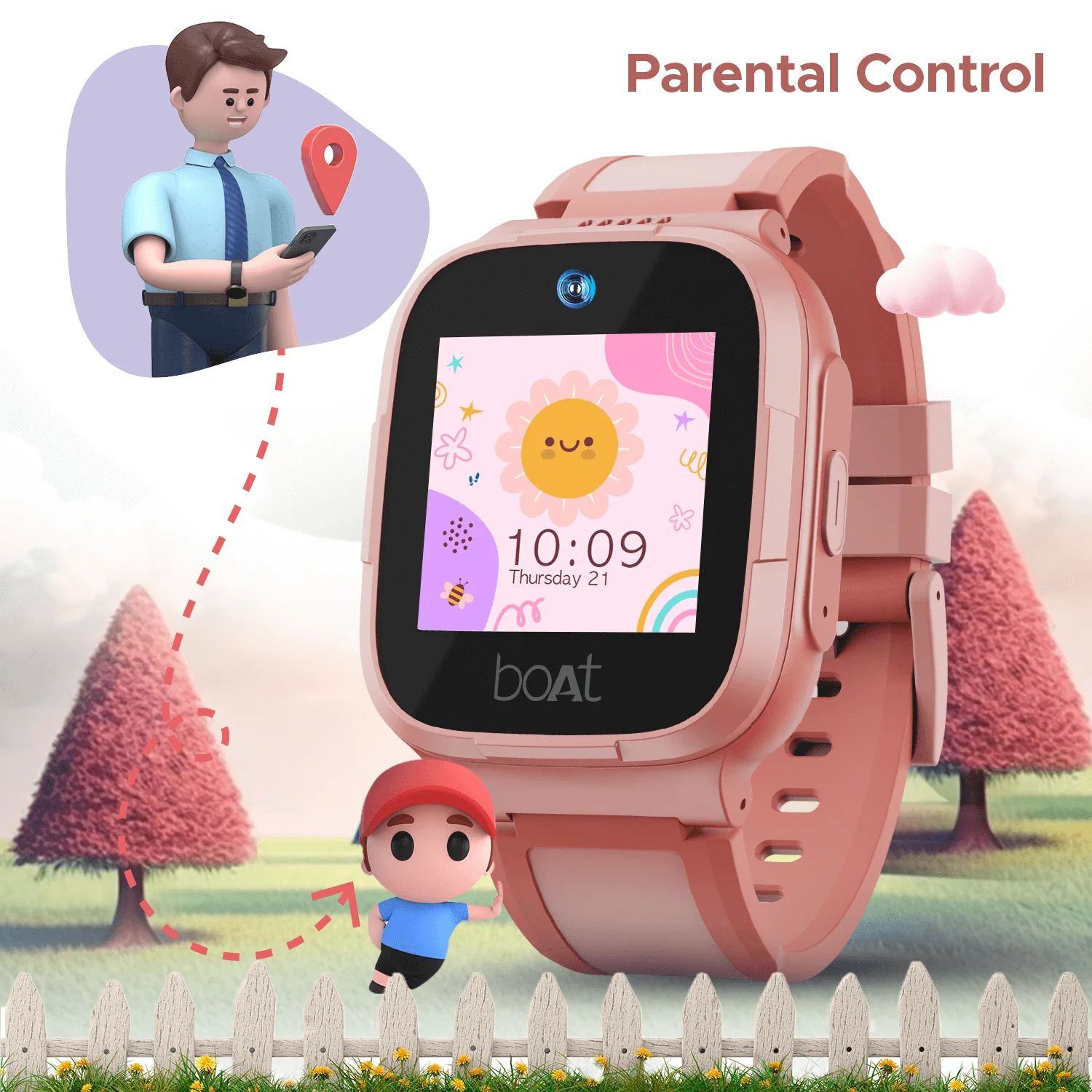 boAt Wanderer | Kids Smart Watch with Geo-fencing & in-built GPS, 2 Megapixel Camera, In-built 4G Sim Connectivity - Image 5